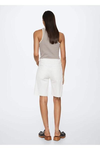 MANGO Woman Paçaları Dikişsiz Denim Bermuda Şort