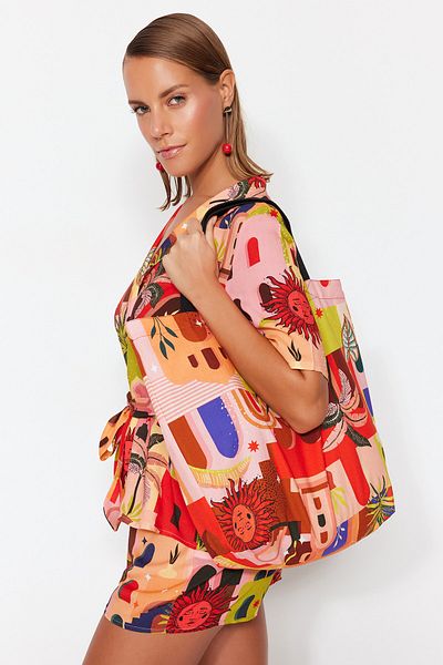 Trendyol Collection Beach Bag - Pink - Colorblock