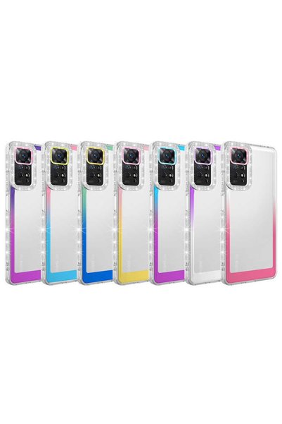 ZM STORE Xiaomi Redmi Note 11 Global Case with Glitter and Color Transition Design Lens Protection Park Cover