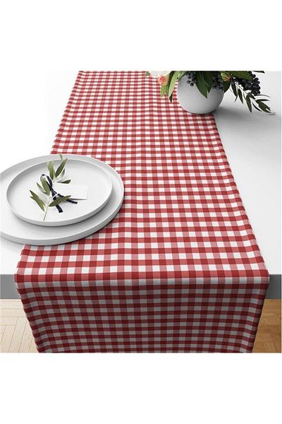 Moda Perde Gingham Pattern Tablecloth, Tablecloth Picnic Cloth