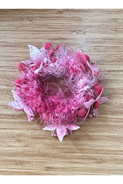 e tuhafiye 2 ροζ πομπόν και αγκράφες με λουλούδια