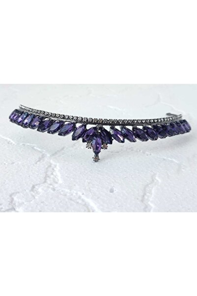 MODA NUR Accesoriu de nuntă cu pietre fine Inel Violet pentru Mireasă – Coroană