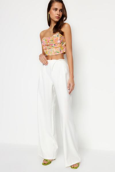 Trendyol Collection Ecru Lined Woven Bridal Trousers TPRSS23PL00021