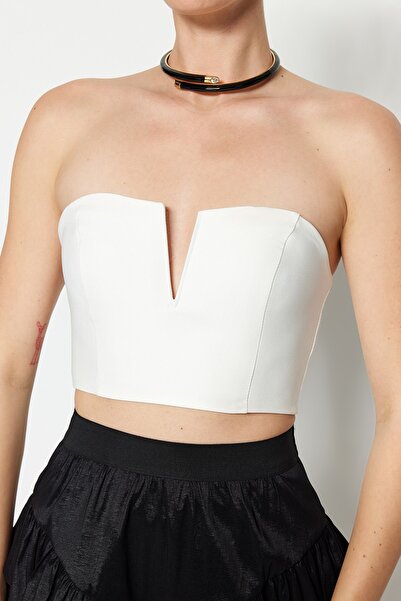 Trendyol Collection Ткане бюст'є на підкладці з кропу екрю TPRSS22BS0065