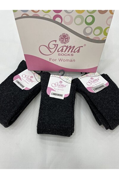 Gama Çorap 3 Pieces Genuine Lamb Wool Long Below the Knee Thick Winter Women's Socks