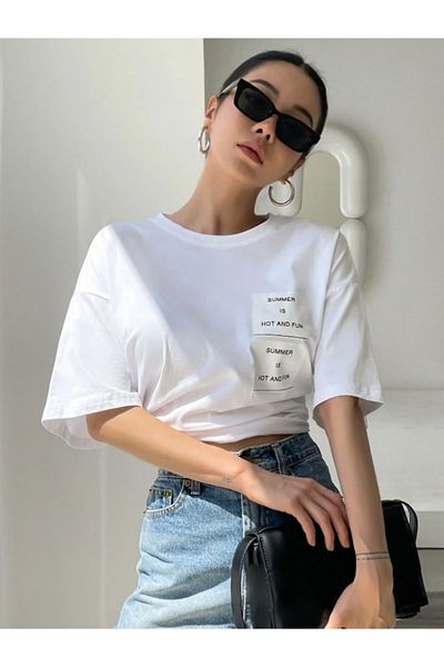 MOONBULL Υπερμεγέθη Λευκό Hot And Fun printed T-shirt