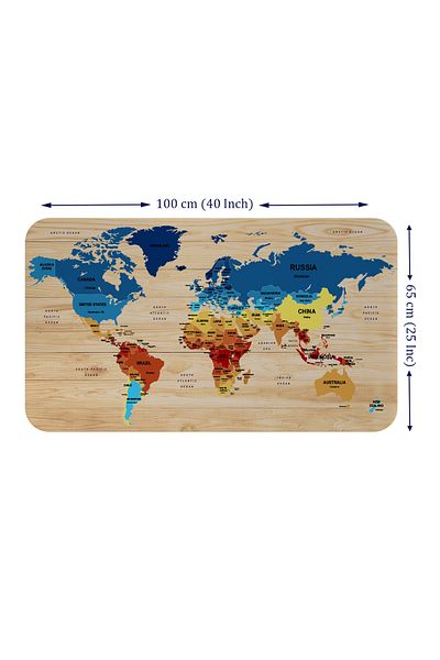 HOMEAYS SHOP Educational Atlas Detailed and Decorative World Map Wall Sticker - Wooden Look