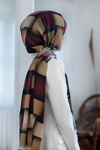 Vissona Şal de mătase Medina de lux Roşu Claret-1