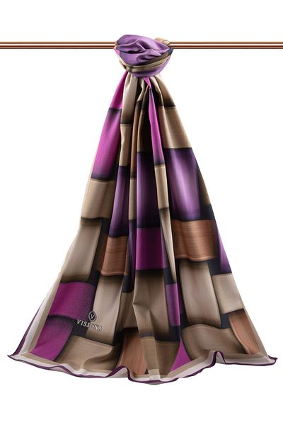 Vissona Women's Luxury Medina Silk Shawl Plum-1