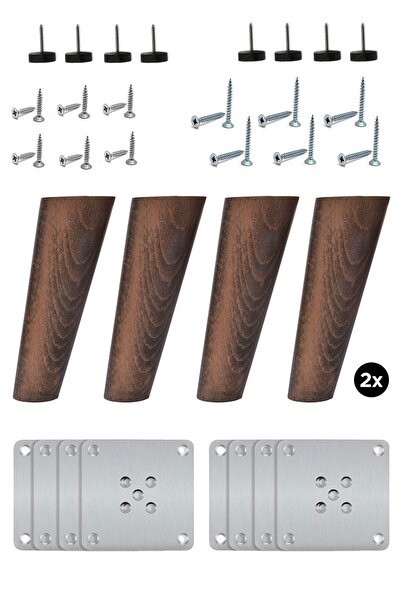 Bestekar Wood Conical Leg - 15 Cm Walnut - 8 Pieces - Furniture, Base, Sofa, ...