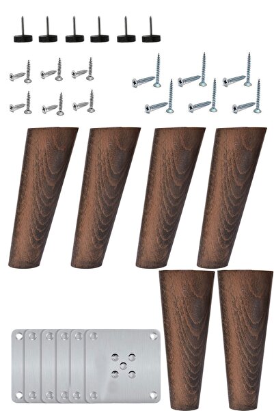 Bestekar Ağaç Konik Ayak - 18 Cm Ceviz - 4 Adet 2 Adet Orta Ayak - Mobilya, K...