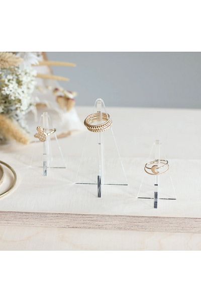 Kpleksi Alvin 3-Piece Ring Holder, Acrylic Stand, Plexi Organizer, Jewelry Stand