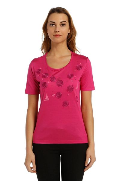 Solo Mercerized Knitted T-shirt with Sailing Print and Embroidery Detail