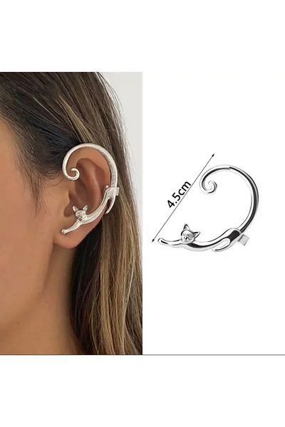 Köstebek Retro Vintage Cat Wrap Cuff Earrings