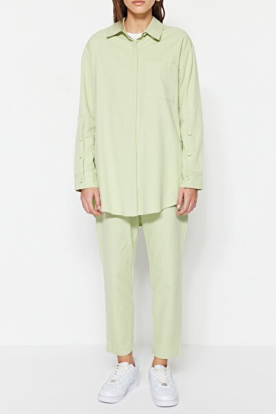 Trendyol Modest Πράσινο υφαντό πουκάμισο-παντελόνι TCTSS23US00065