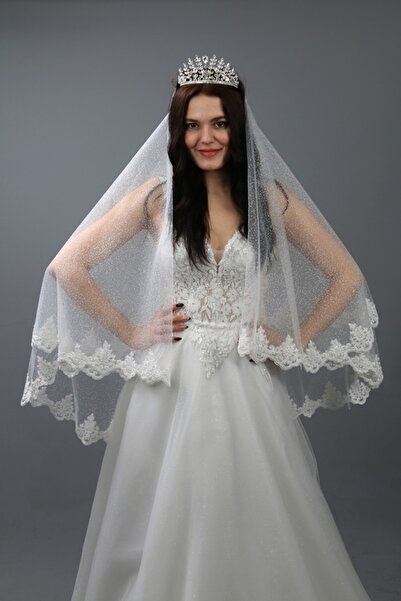 paris in paris Сватбена воалка с двойна пластмасова тюл с пайети и френска да...