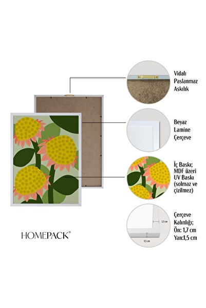 HOMEPACK Beyaz Çerçeveli 4'lü Tablo Seti D-007