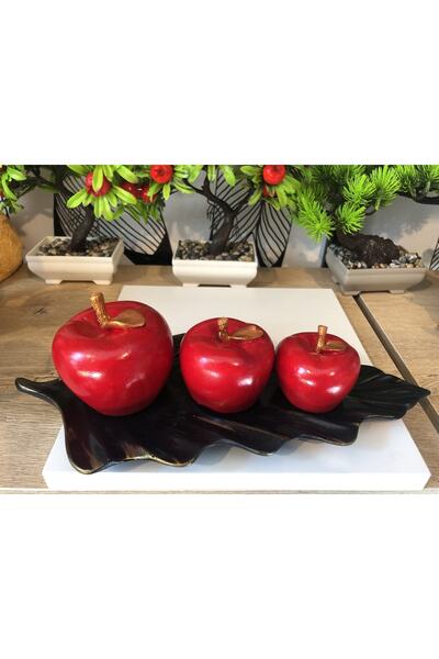 Atak Hediyelik Dekoratif Yaprak Tabaklı Elma Polyester