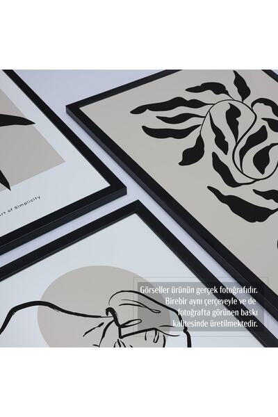 HOMEPACK Siyah Çerçeveli 4'lü Tablo Seti D-009