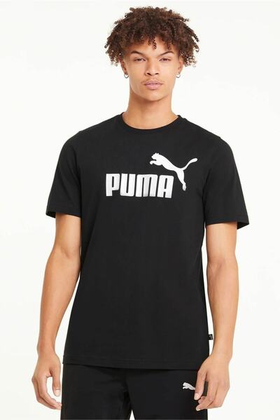 Puma Ανδρικό μαύρο μπλουζάκι Ess Logo