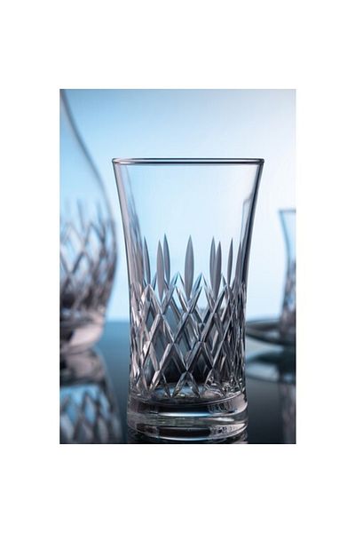 KCD Delux Plain Cut Hand Decor Gilded 6 Pieces Patterned Water and Soft Drink Glass Set