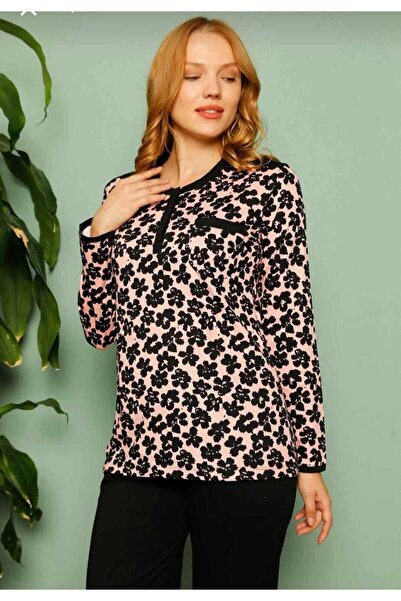 ALİMER Set de pijamale pentru femei cu mâneci lungi Flowers bumbac moale