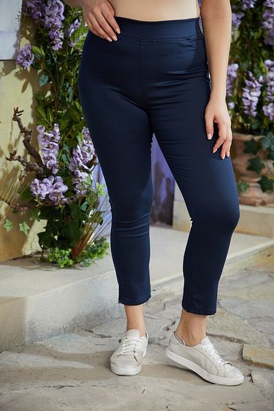 RMG Large Size Winter Cotton Trousers with Elastic Waist Navy Blue