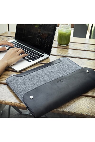 MegaGear Γνήσιο δέρμα και τσόχα (15 ιντσών), (16 ιντσών) Θήκη Macbook Pro - Γκρι