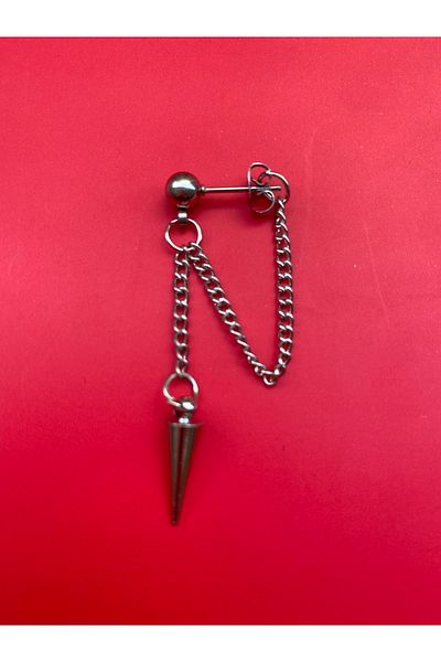 Köstebek Gothic Punk Chain Pointed End Steel Pendulum Earrings
