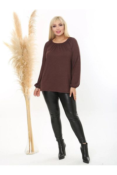 ViolettaXL Women's Plus Size Madonna Collar Flexible Wool Viscose Blouse