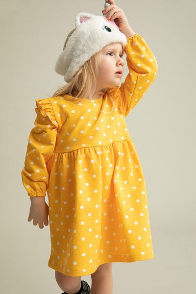 DeFacto Baby Girl Polka Dot Patterned Cotton Long Sleeve Dress