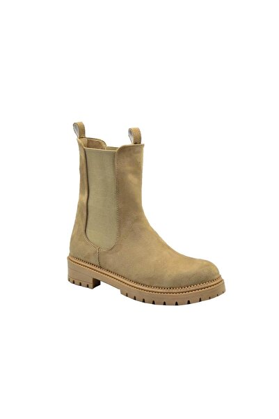 DUYGUSHOESBAG حذاء نسائي من الجلد السويدي بجوانب مطاطية بدون سحاب