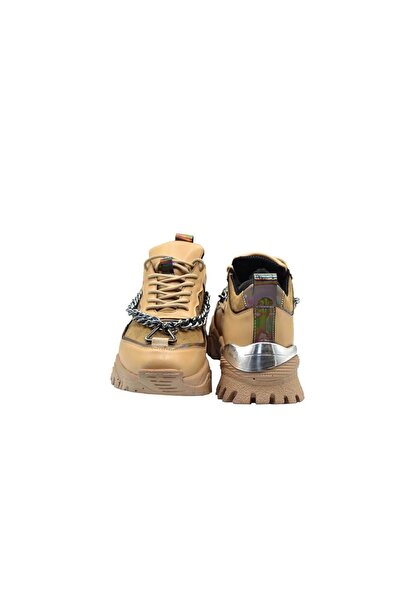 DUYGUSHOESBAG Kadın Gümüş Zincir Aksesuarlı Kalın Tabanlı Spor Ayakkabı