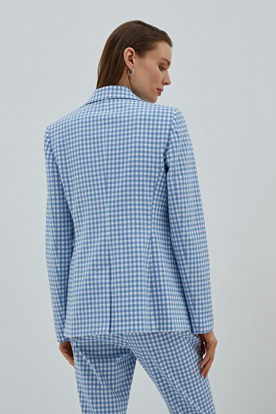 Koton Kadın Mavi Ekose Ceket 3SAK50016UW