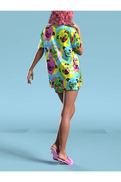 the DIFFerent Set de pijamale din satin cu modele de câini