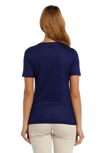 Solo Mercerized Knitted T-shirt with Sailing Print and Embroidery Detail