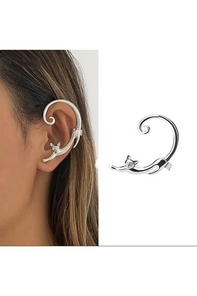Köstebek Cat Wrap Cuff Earrings Cat Earrings