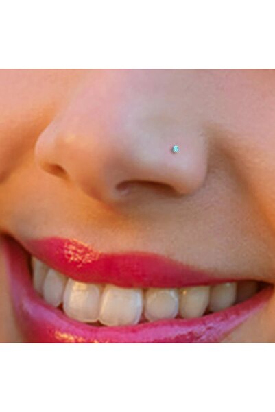 Heppii 925 Ayar Gümüş Mavi Taşlı Hızma Burun Piercing