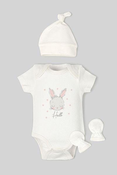 Tuğba Kuğu Jacquard Newborn Body Hat Gloves Set