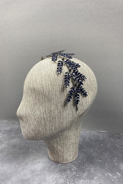 Hobigram Albastru bleumarin Bilana Leaf Branch Band Accesoriu pentru păr Henna de mireasă – Coroană – Tiara