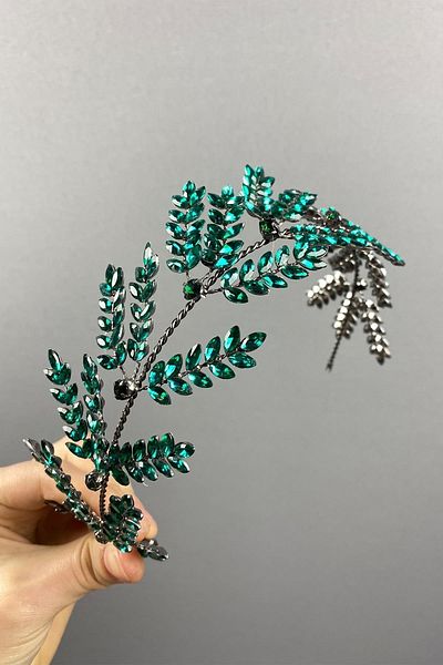 Hobigram Green Bilana Leaf Branch Tape Νυφικό Αξεσουάρ Μαλλιών Henna – Κορώνα