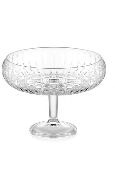 Jenisa Handmade Glass Footed Small Linea Presentation Bowl 24x16 Cm