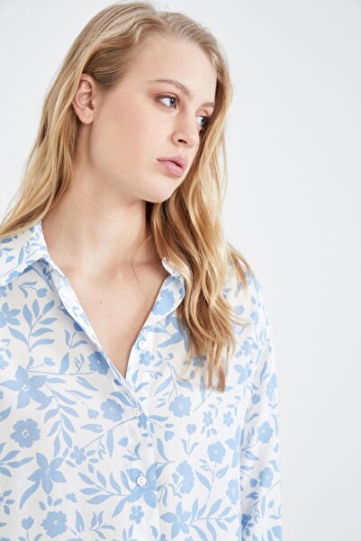 DeFacto Cămașă din viscoză cu mânecă lungă cu model oversize fit