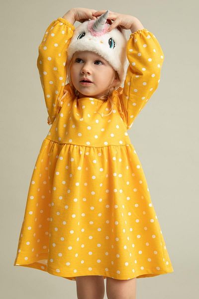 DeFacto Baby Girl Polka Dot Patterned Cotton Long Sleeve Dress