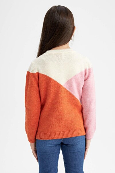 DeFacto Girl's Regular Fit Crew Neck Sweater