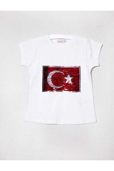 Genel Markalar Unısex Kısa Kol Çocuk Bayrak Pullu Ay Yıldızlı 23 Nisan 29 Eki...