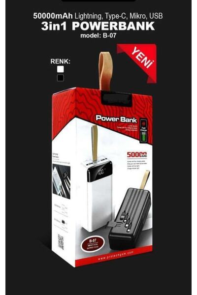 instatech 50.000 Bin Mah Göstergeli Kablolu Powerbank