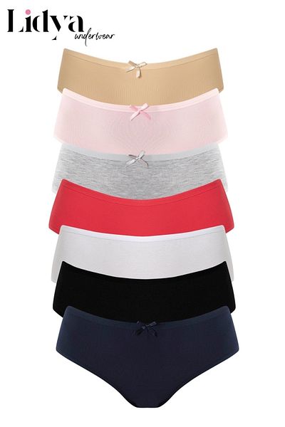 ld lidya underwear Women's Colorful Cotton 7 Pack Basic High Waist Panties 300-10
