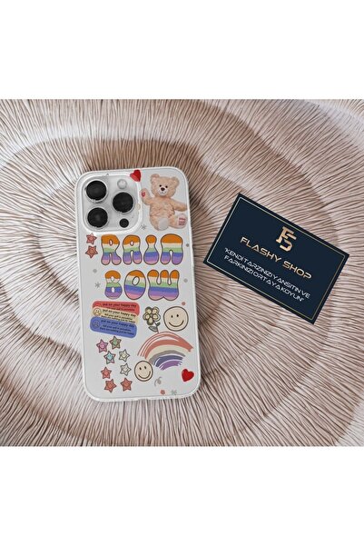 Transparent Case with Rainbow Teddy Bear Design for Samsung Galaxy A32