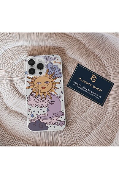 Transparent Case with Samsung Galaxy A22/m22 Compatible Solar and Moon Design